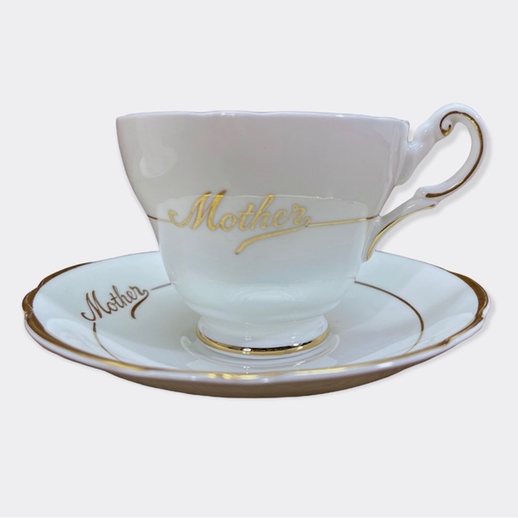 Regency china mother and dad teacups and saucer set Made In England - Picture 7 of 16